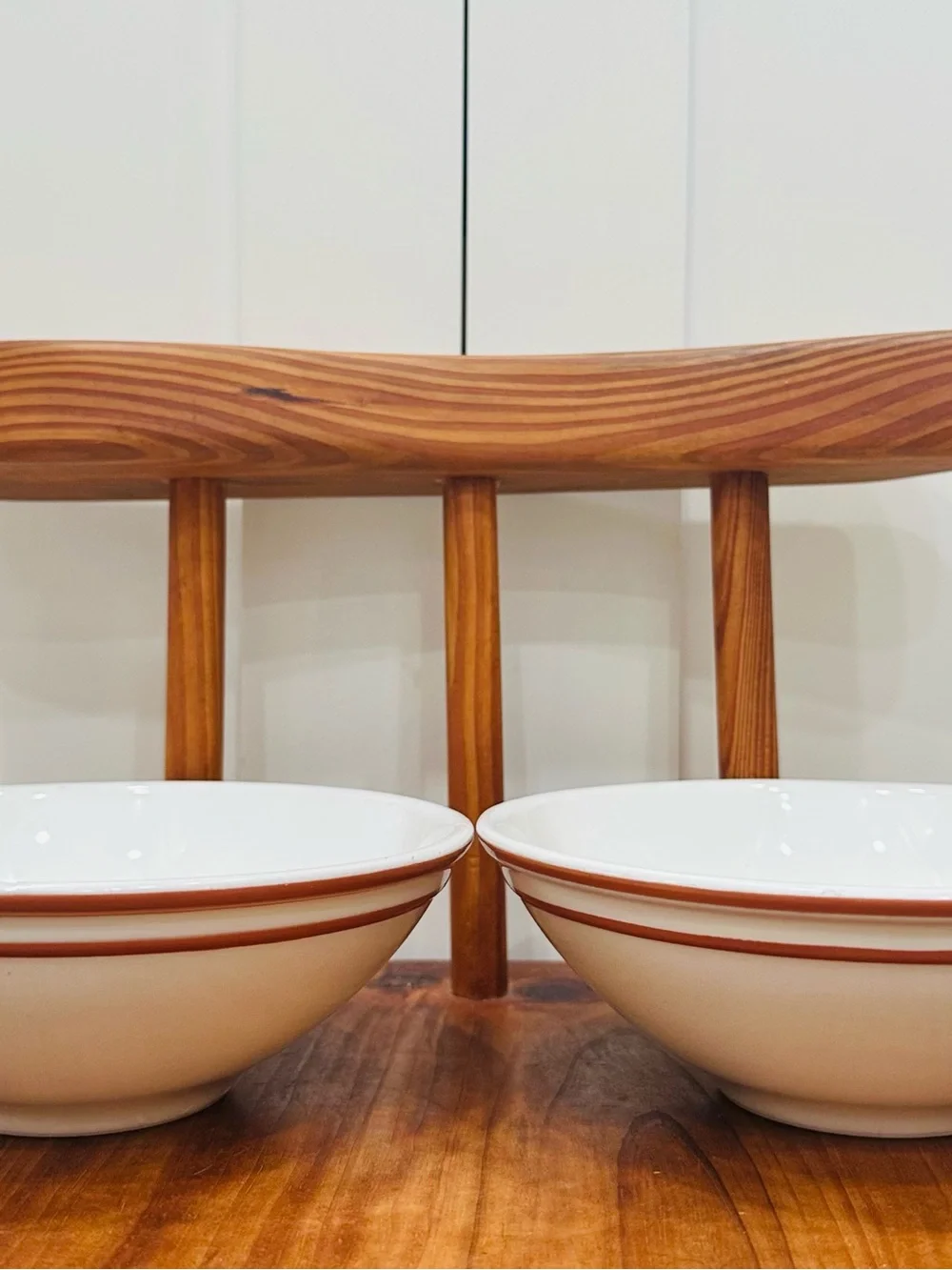 Set of 2 IKEA 15199 Bowls White x Orange Retro Vintage